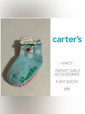 🆕CARTER’S - 3/12M - NWOT - 3PK - INFANT GIRLS SOCKS